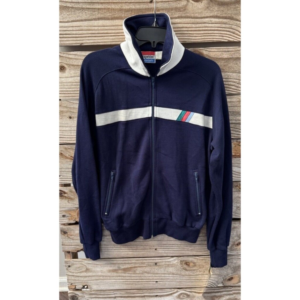 Vintage White Stag Action Sports Women's Retro Jacket Full Zip Blue Size Large